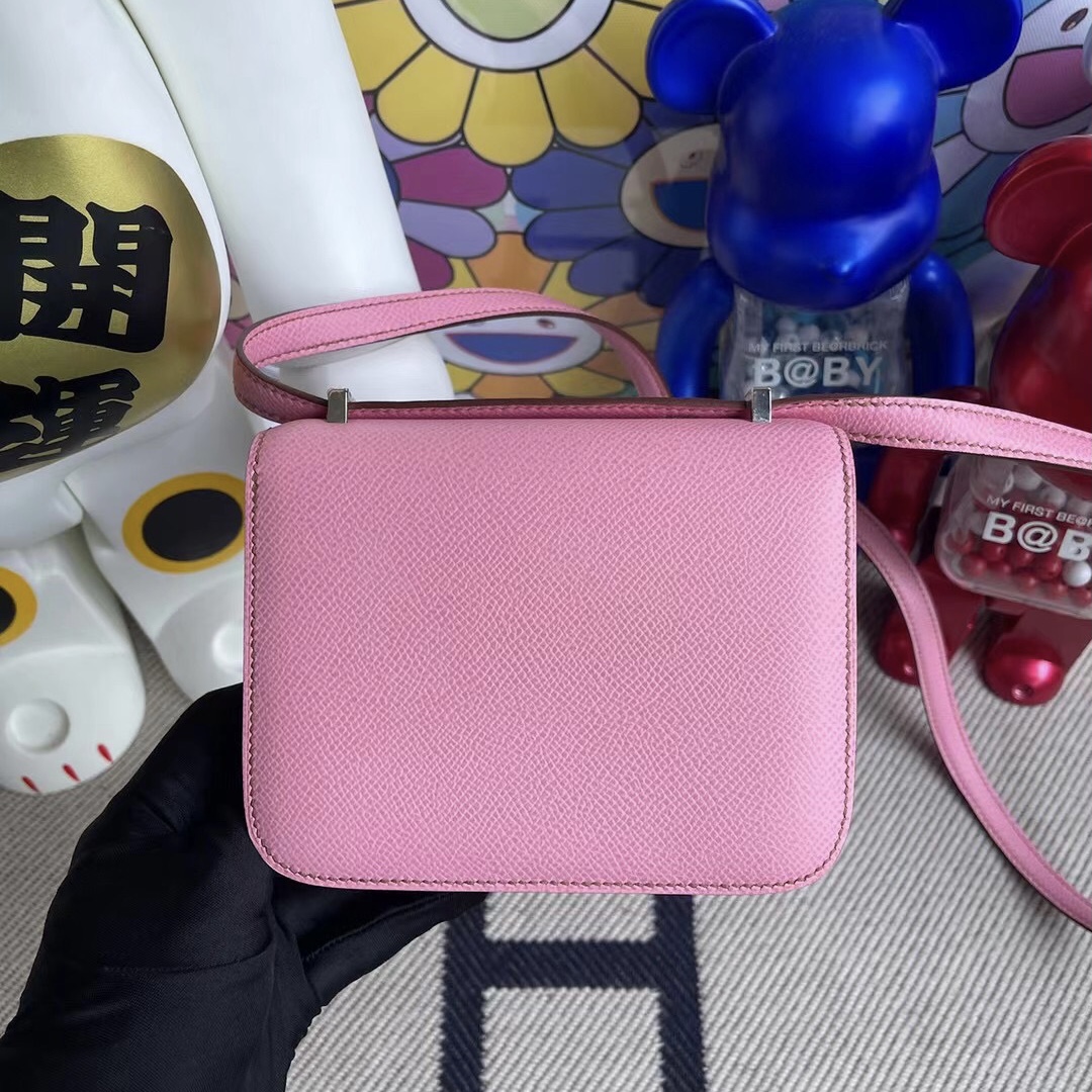 愛馬仕康斯坦斯包價格 Hermes Constance mini 14cm Epsom 5P Pink 櫻花粉銀扣