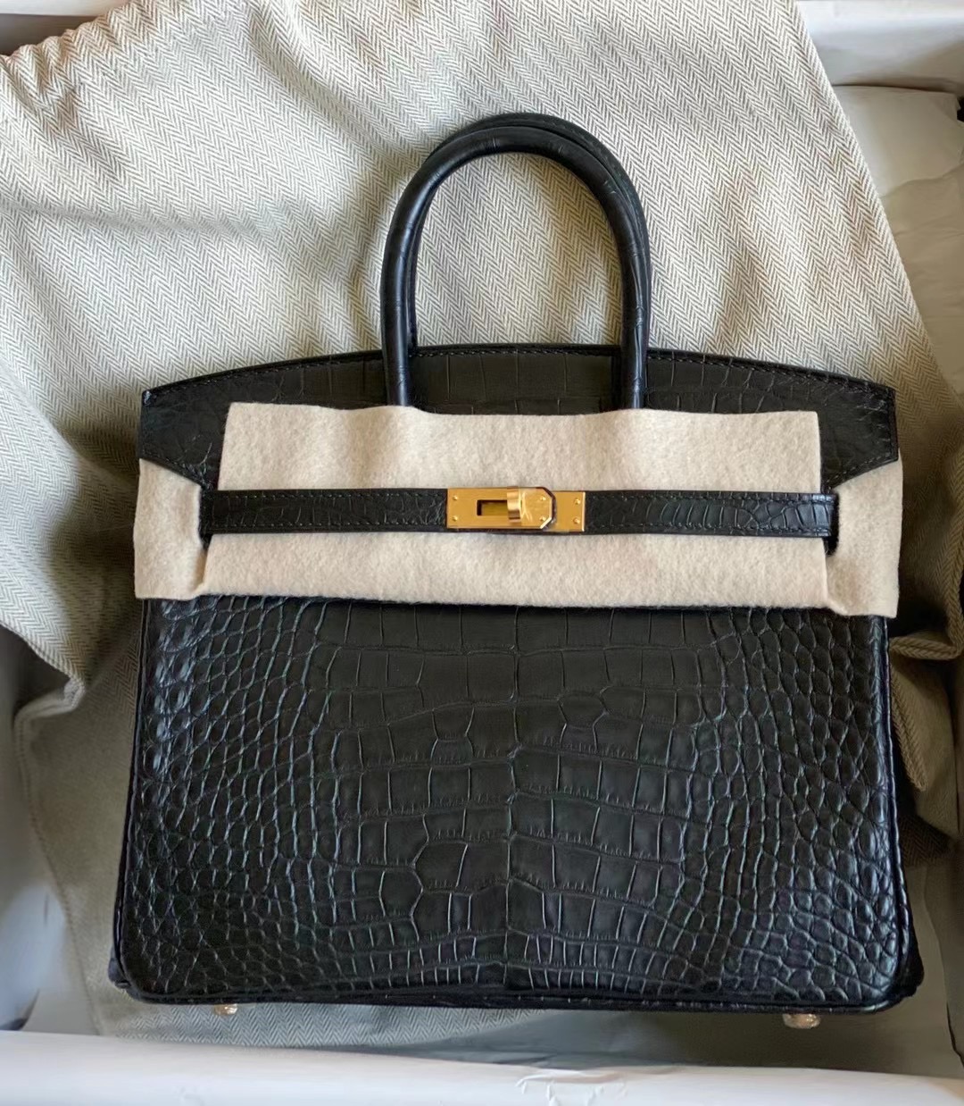 愛馬仕鉑金包 Hermes Birkin 25 霧面美洲鱷魚 89 Noir 黑色磨砂金扣