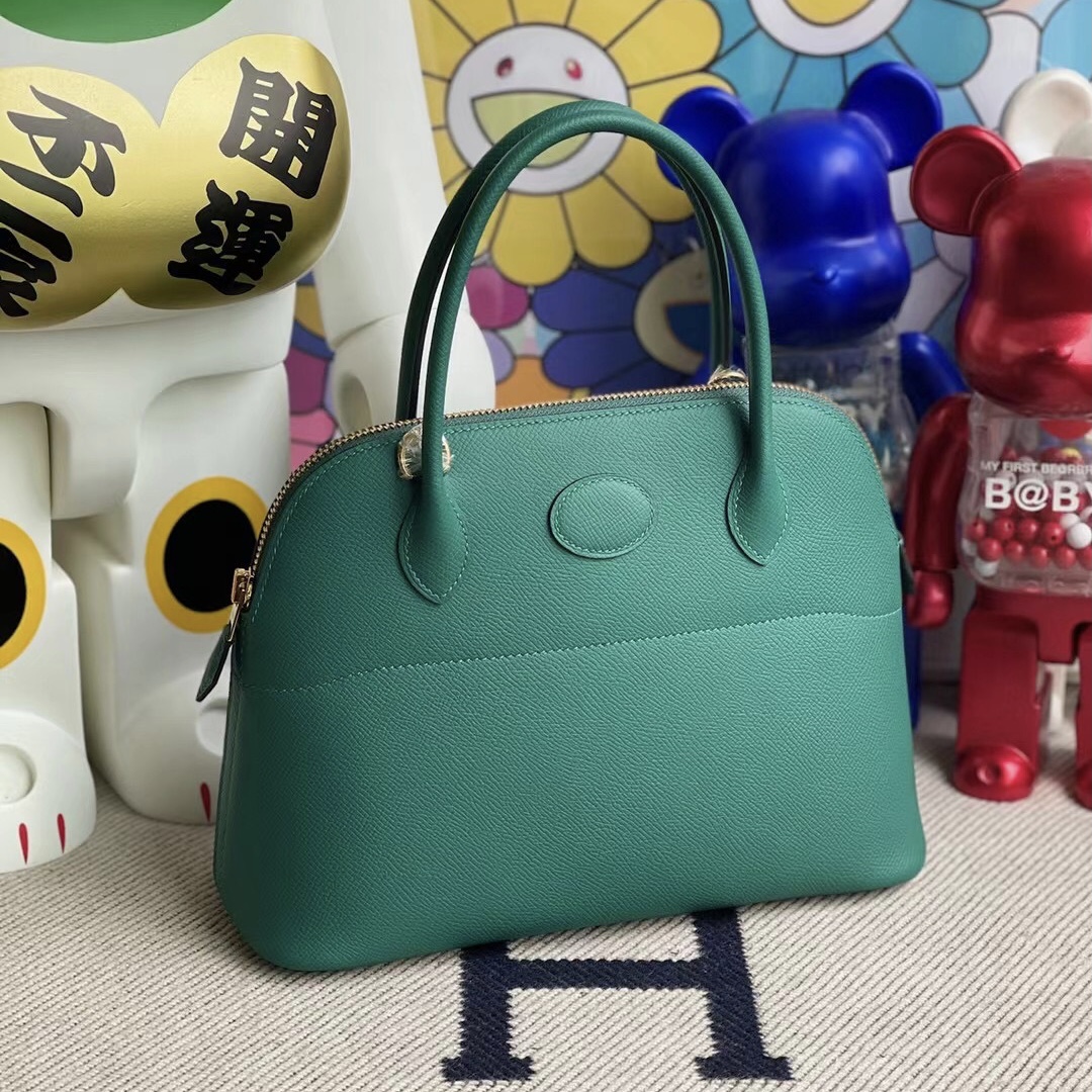 愛馬仕 Hermes Bolide 27cm Epsom Z6 孔雀綠 Malachite 全手工蜜蠟線縫製