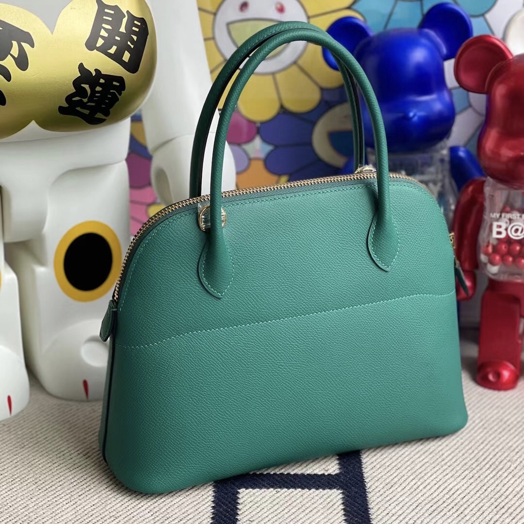 愛馬仕 Hermes Bolide 27cm Epsom Z6 孔雀綠 Malachite 全手工蜜蠟線縫製