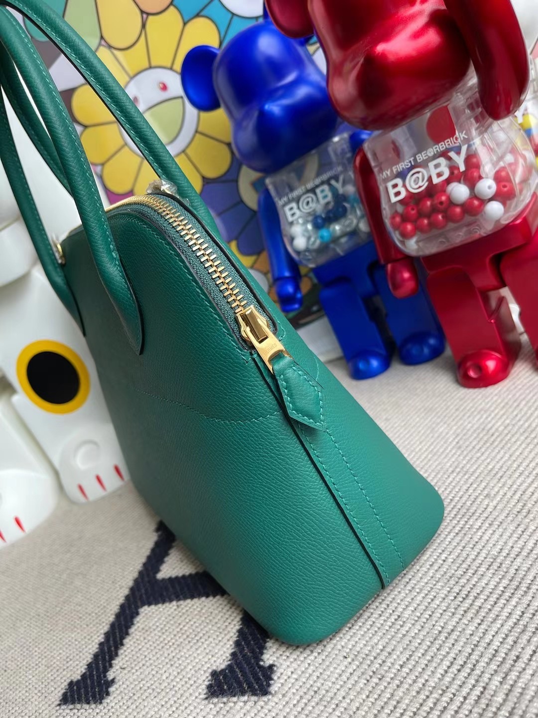 愛馬仕 Hermes Bolide 27cm Epsom Z6 孔雀綠 Malachite 全手工蜜蠟線縫製