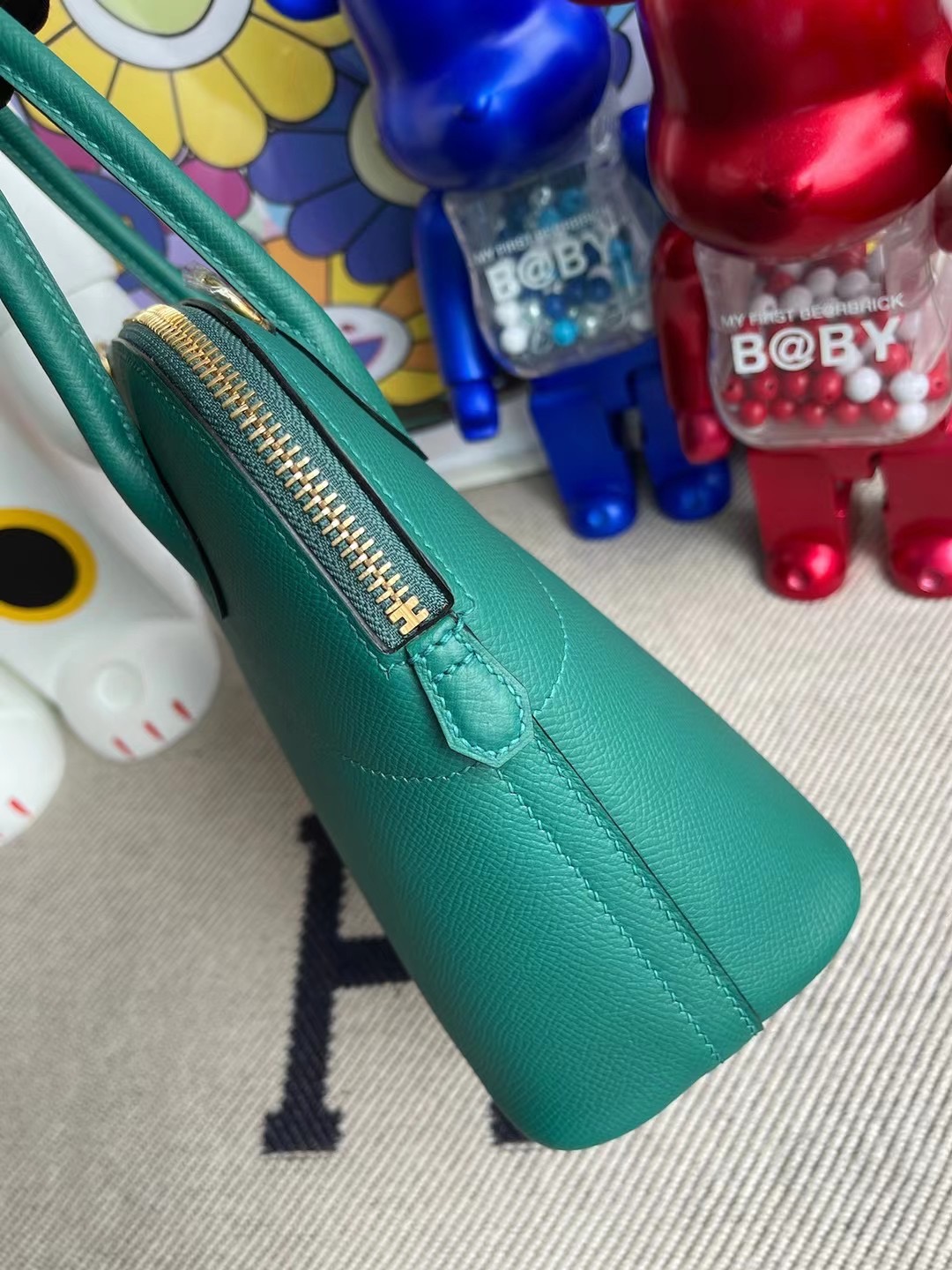 愛馬仕 Hermes Bolide 27cm Epsom Z6 孔雀綠 Malachite 全手工蜜蠟線縫製