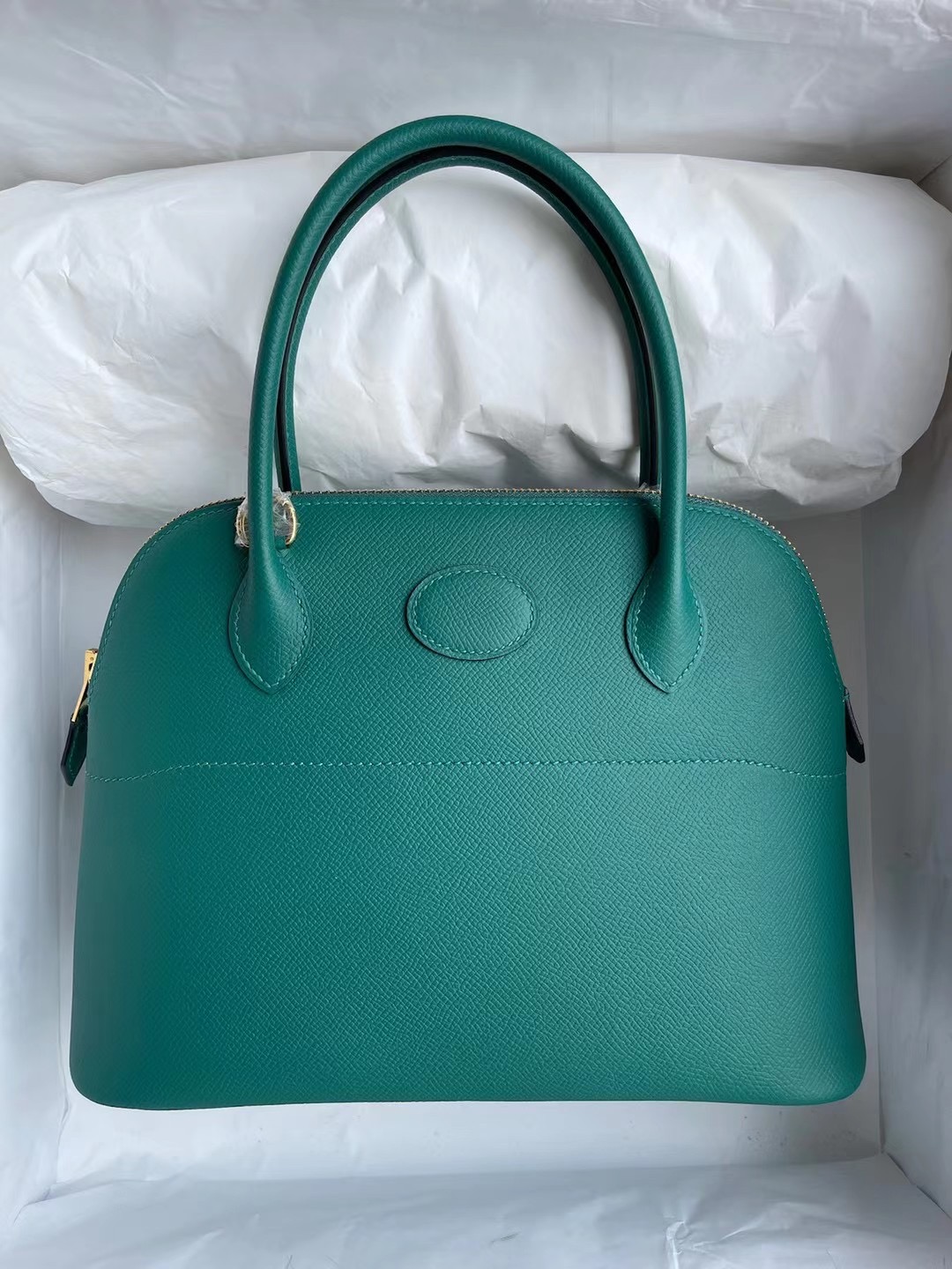 愛馬仕 Hermes Bolide 27cm Epsom Z6 孔雀綠 Malachite 全手工蜜蠟線縫製