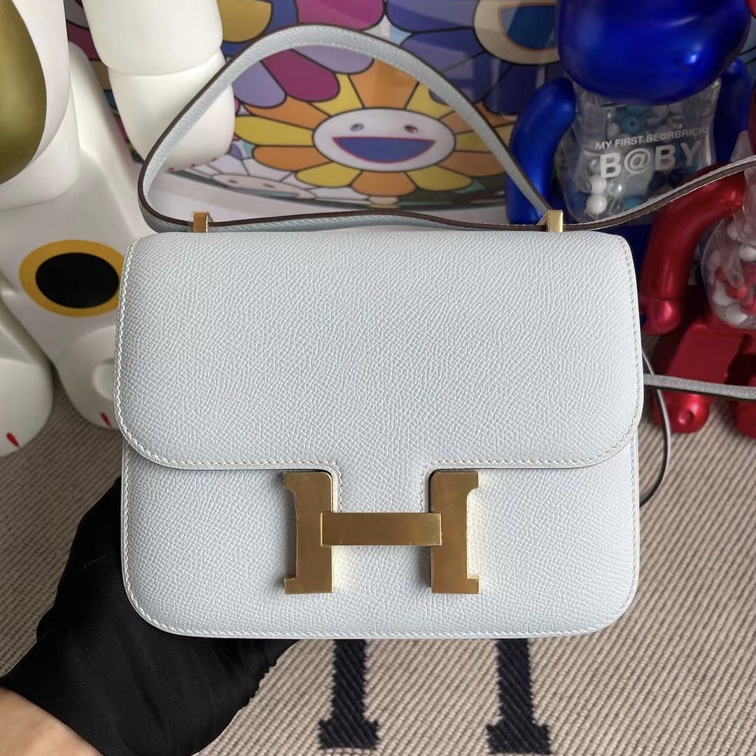 Hermes Constance 19 Epsom T0 Blue Brume S2 Trench 8W Rose Azalee