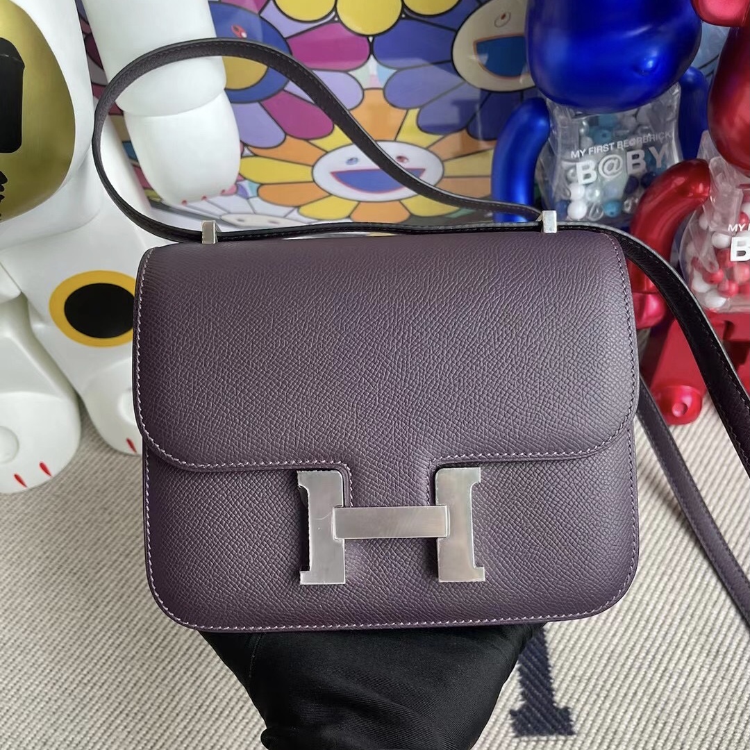 Hermes Constance 19cm Epsom 59 Raisin 葡萄紫 E5 Rose Tyren