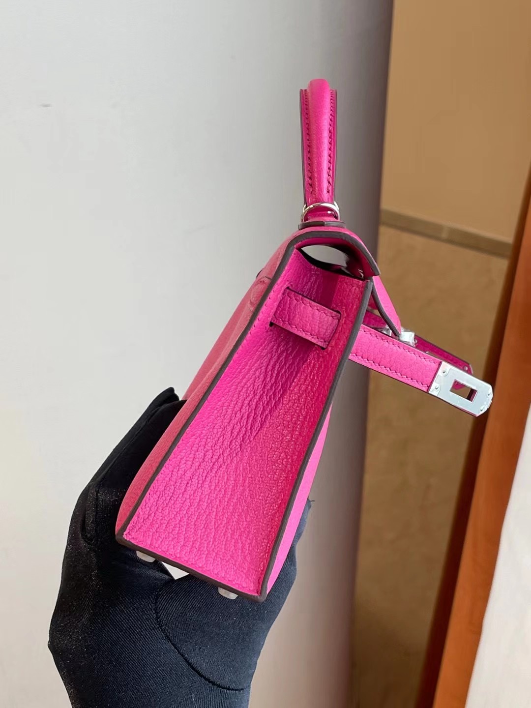 Hermes Kelly Mini Ⅱ 2代 E5 糖果粉 Rose Tyrien Chevre Mysore 進口山羊皮銀扣