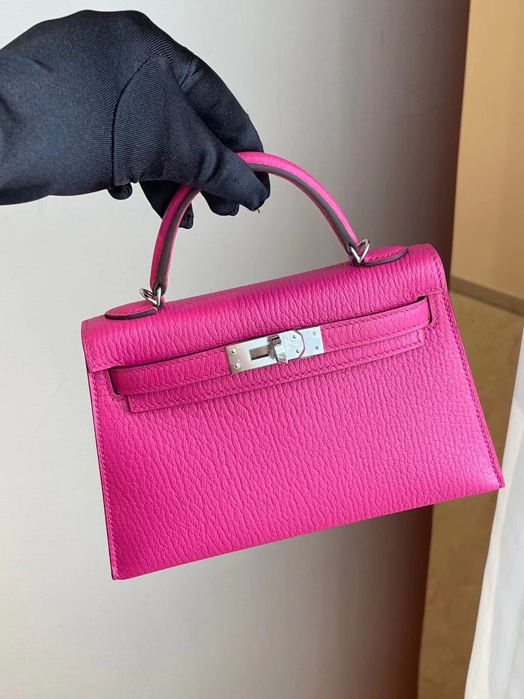 Hermes Kelly Mini Ⅱ 2代 E5 糖果粉 Rose Tyrien Chevre Mysore 進口山羊皮銀扣