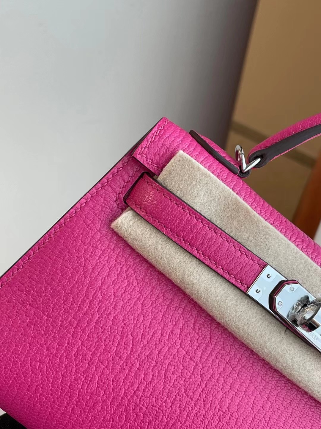 Hermes Kelly Mini Ⅱ 2代 E5 糖果粉 Rose Tyrien Chevre Mysore 進口山羊皮銀扣