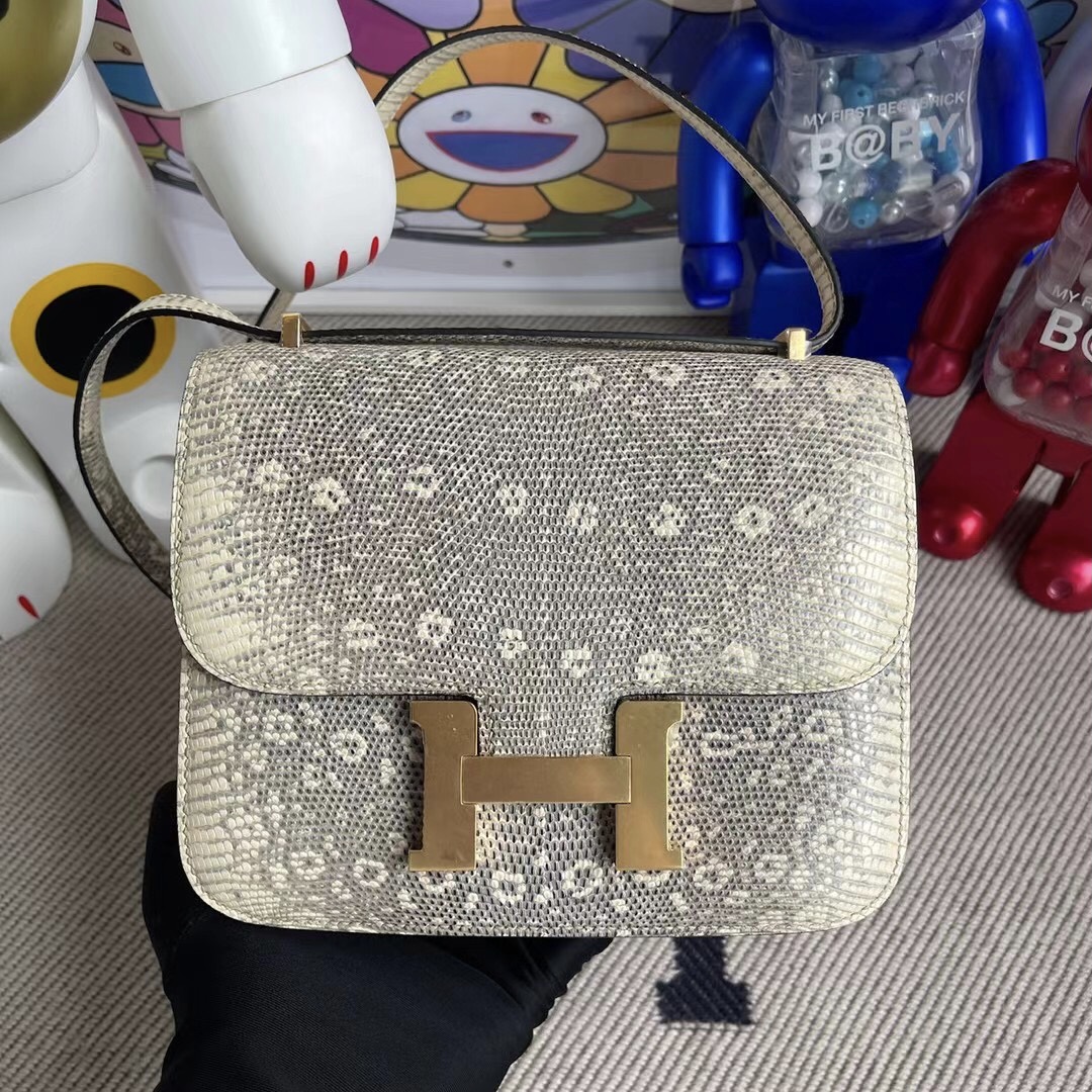 Hermes Constance 19cm CK1B Ombre Lizard  進口蜥蜴皮 雪花色 原色蜥蜴皮