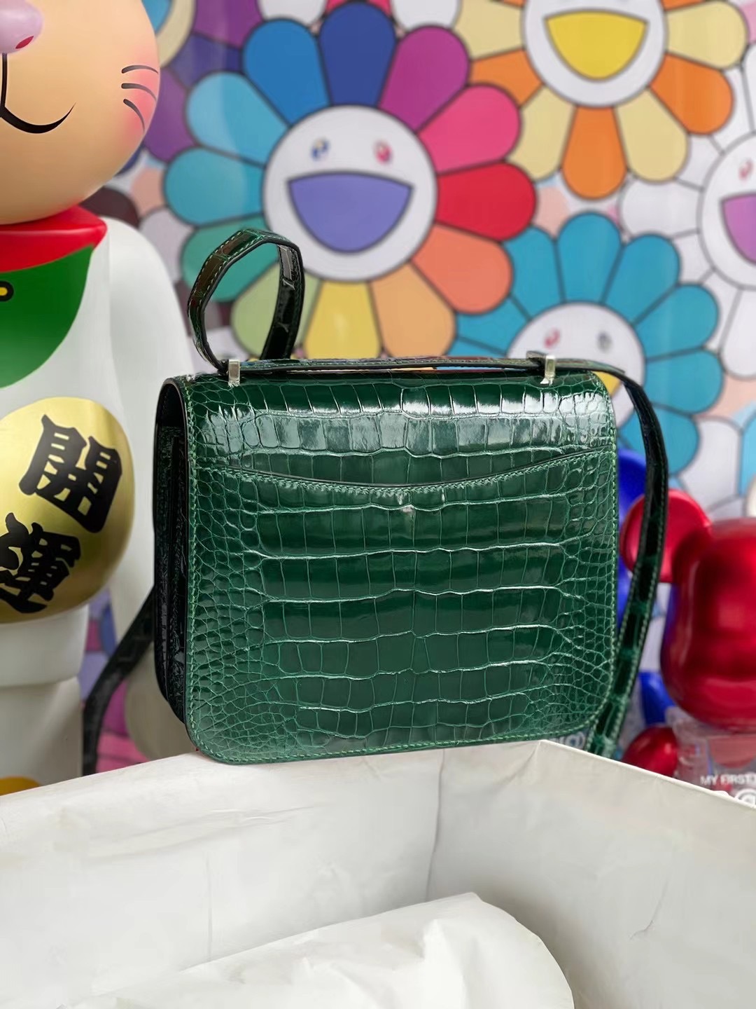Hermes Constance 19 67 Vert Fonce 祖母綠 亮面美洲鱷魚 祖母綠蜥蜴扣