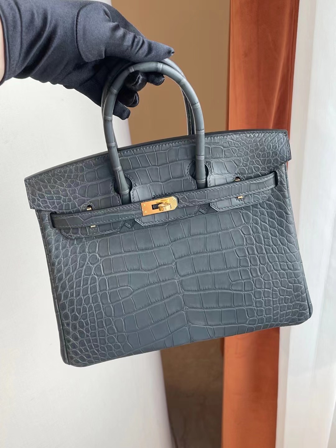 愛馬仕 Hermes Birkin 25cm 88 Graphite 石墨灰霧面方塊 美洲鱷魚金扣