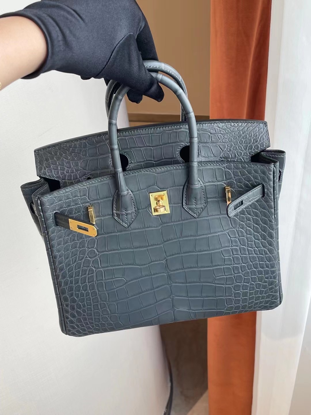 愛馬仕 Hermes Birkin 25cm 88 Graphite 石墨灰霧面方塊 美洲鱷魚金扣