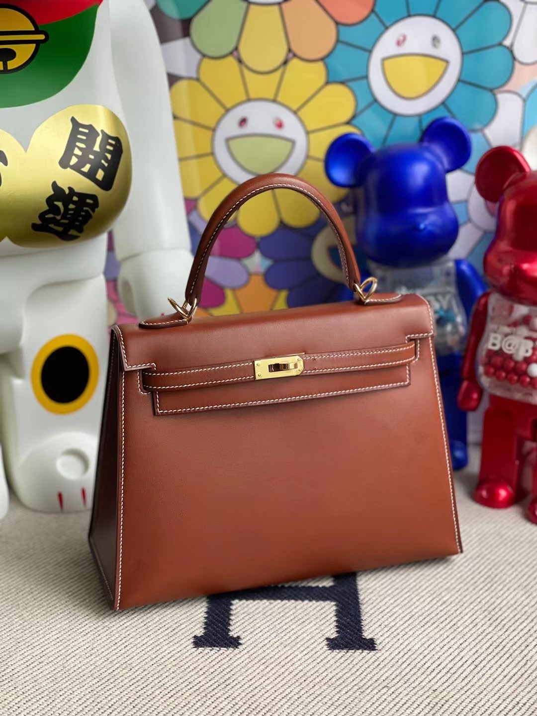 愛馬仕 Hermes Kelly 25 Barenia Natural 馬鞍皮 34 Fauve 金扣