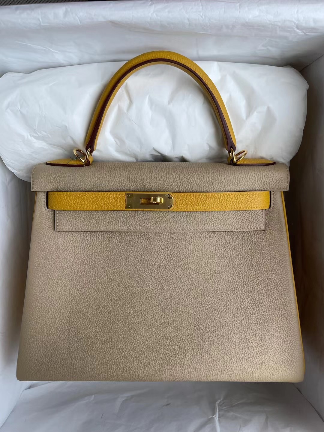 Hermes Kelly 28 Togo 81 Gris Tourterelle斑鳩灰 9D Amber琥珀黃金扣