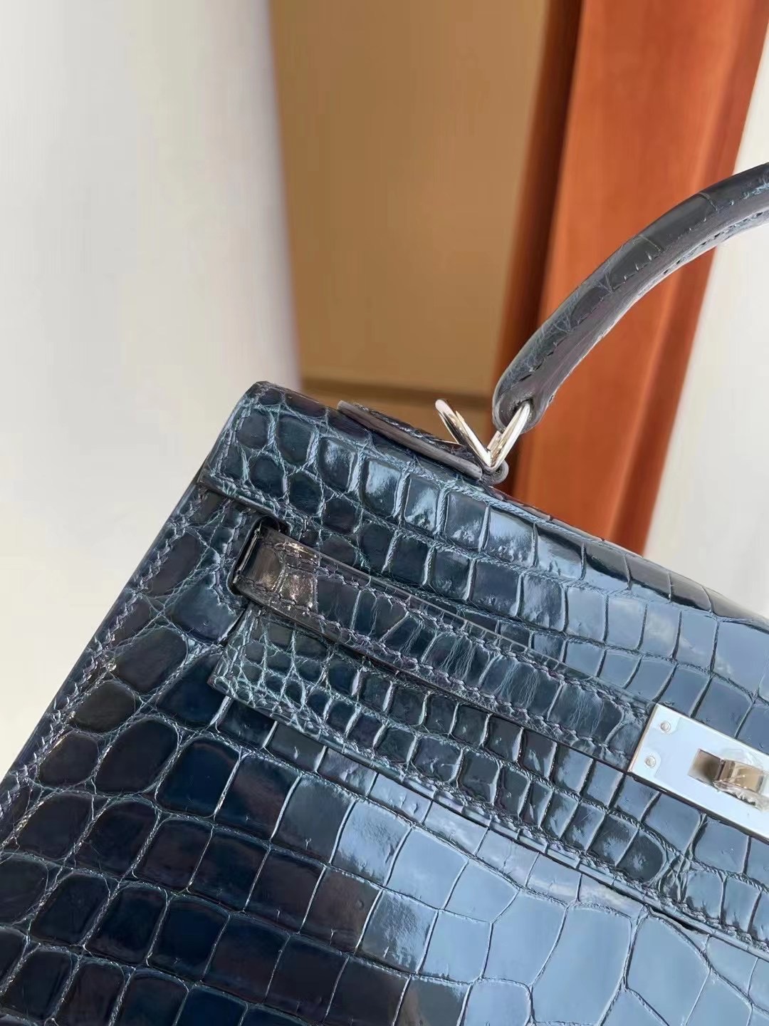 Hermes kelly 25cm S7 blue de galice 加利西亞藍 亮面鱷魚 金扣