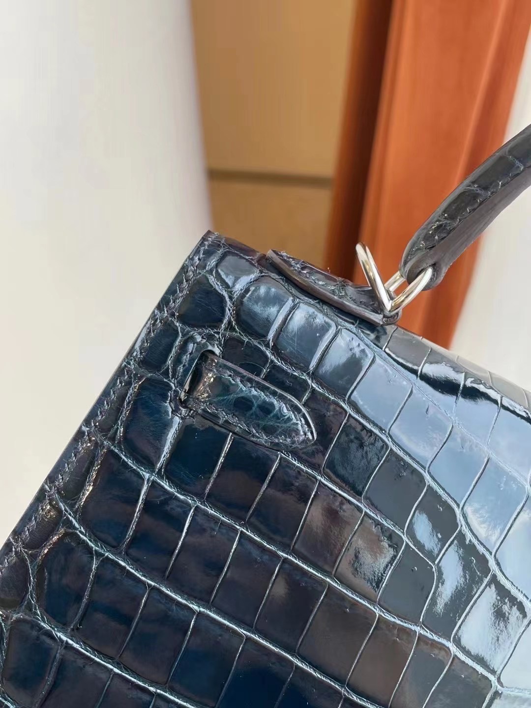 Hermes kelly 25cm S7 blue de galice 加利西亞藍 亮面鱷魚 金扣