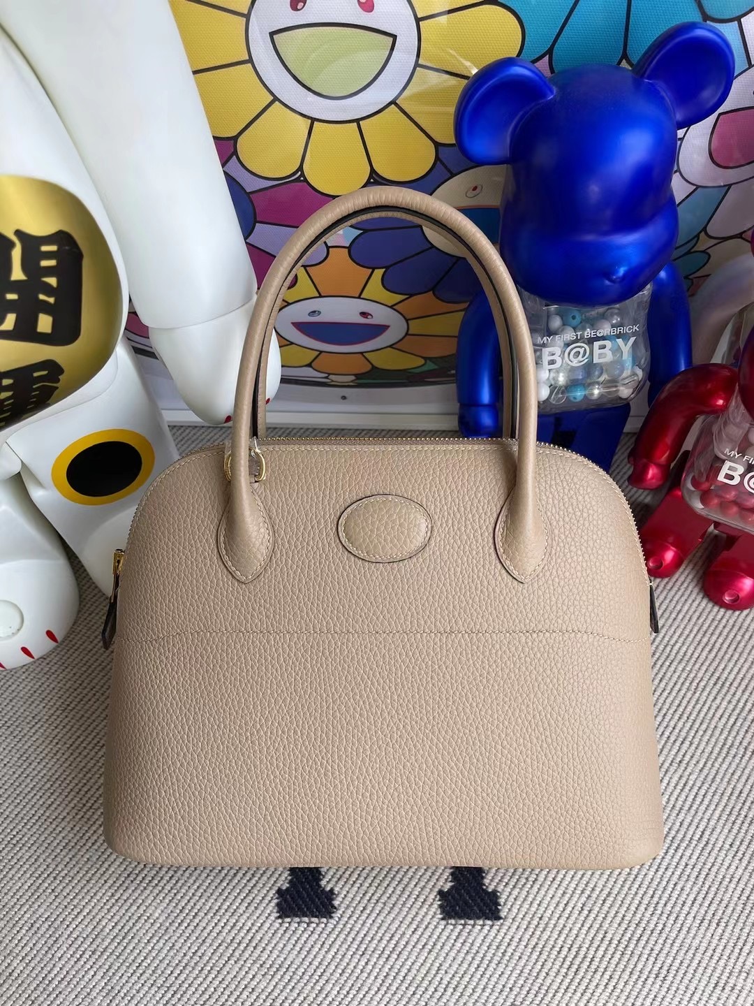 Hermes Bolide 27 taurillon Clemence 81 Gris Tourterelle 斑鳩灰金扣