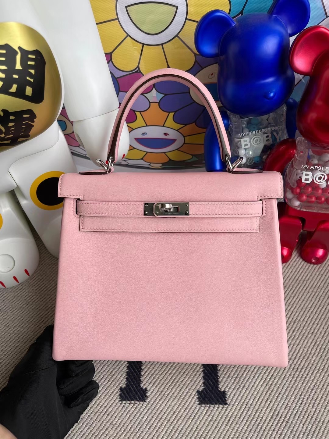 愛馬仕凱莉包包 25價格 Hermes Kelly 25cm Swift 3Q Rose Sakura 新櫻花粉 銀扣