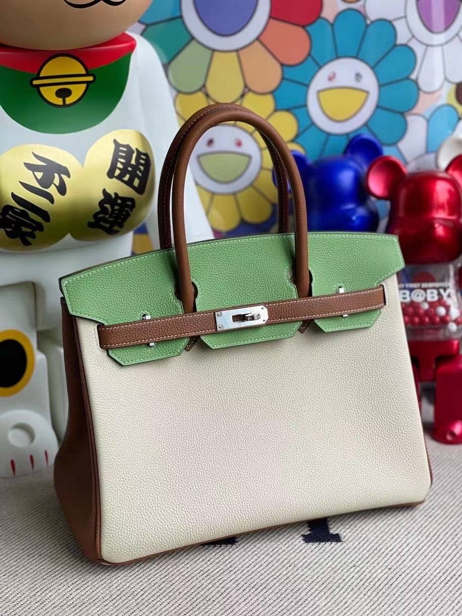 Hermes Birkin 30 HSS Togo 10 Craie 3I Vert Criquet 37 Gold銀扣馬蹄印