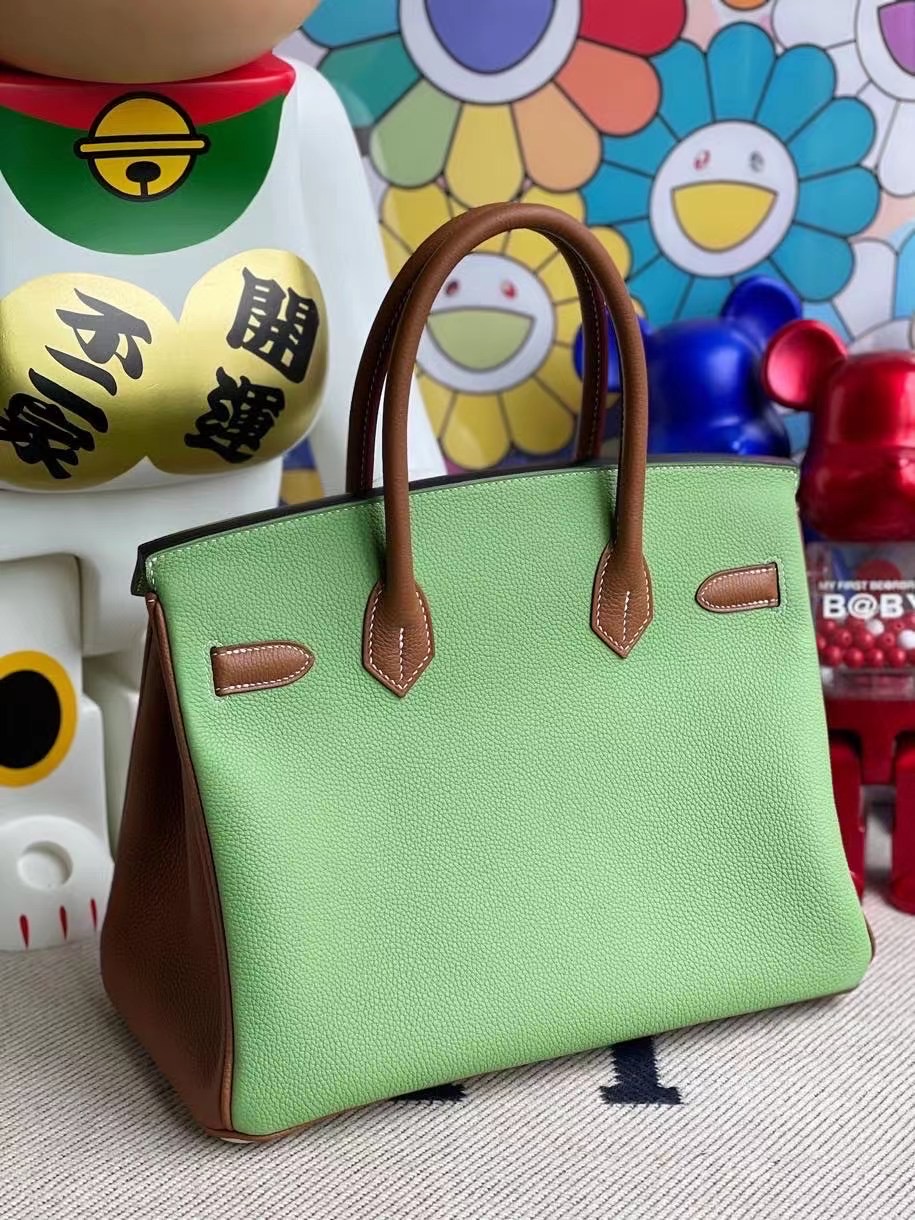 Hermes Birkin 30 HSS Togo 10 Craie 3I Vert Criquet 37 Gold銀扣馬蹄印