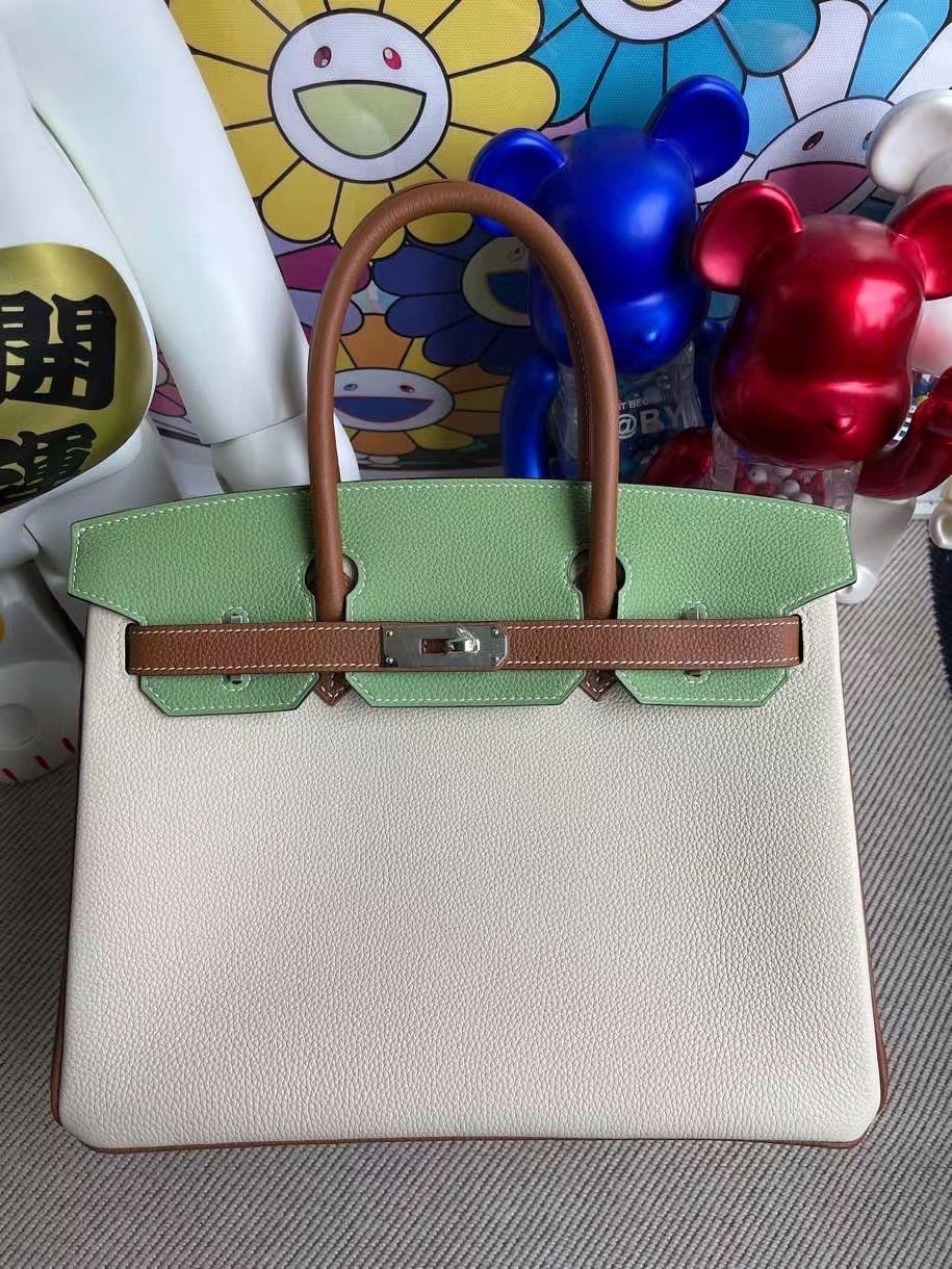 Hermes Birkin 30 HSS Togo 10 Craie 3I Vert Criquet 37 Gold銀扣馬蹄印