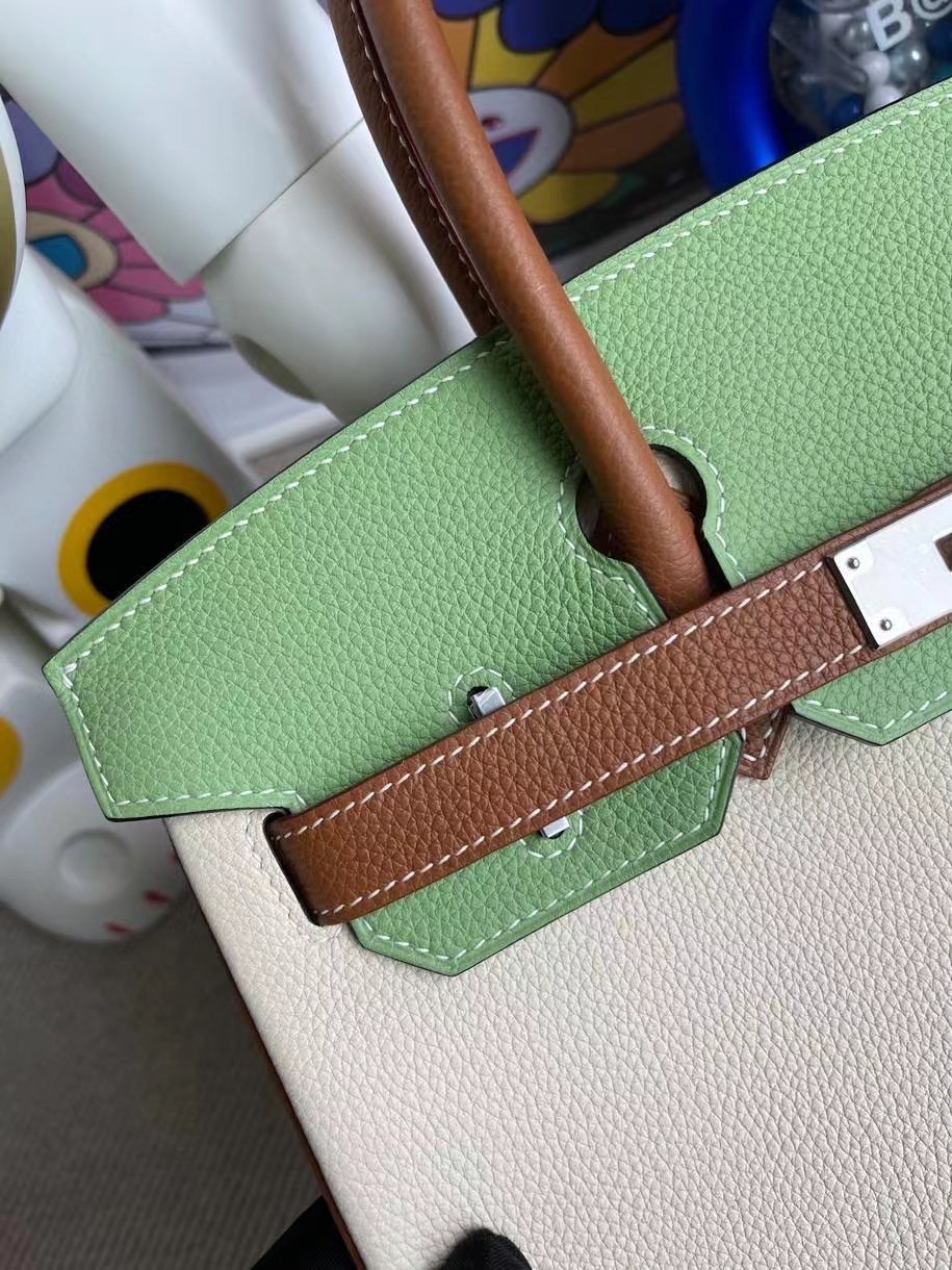 Hermes Birkin 30 HSS Togo 10 Craie 3I Vert Criquet 37 Gold銀扣馬蹄印