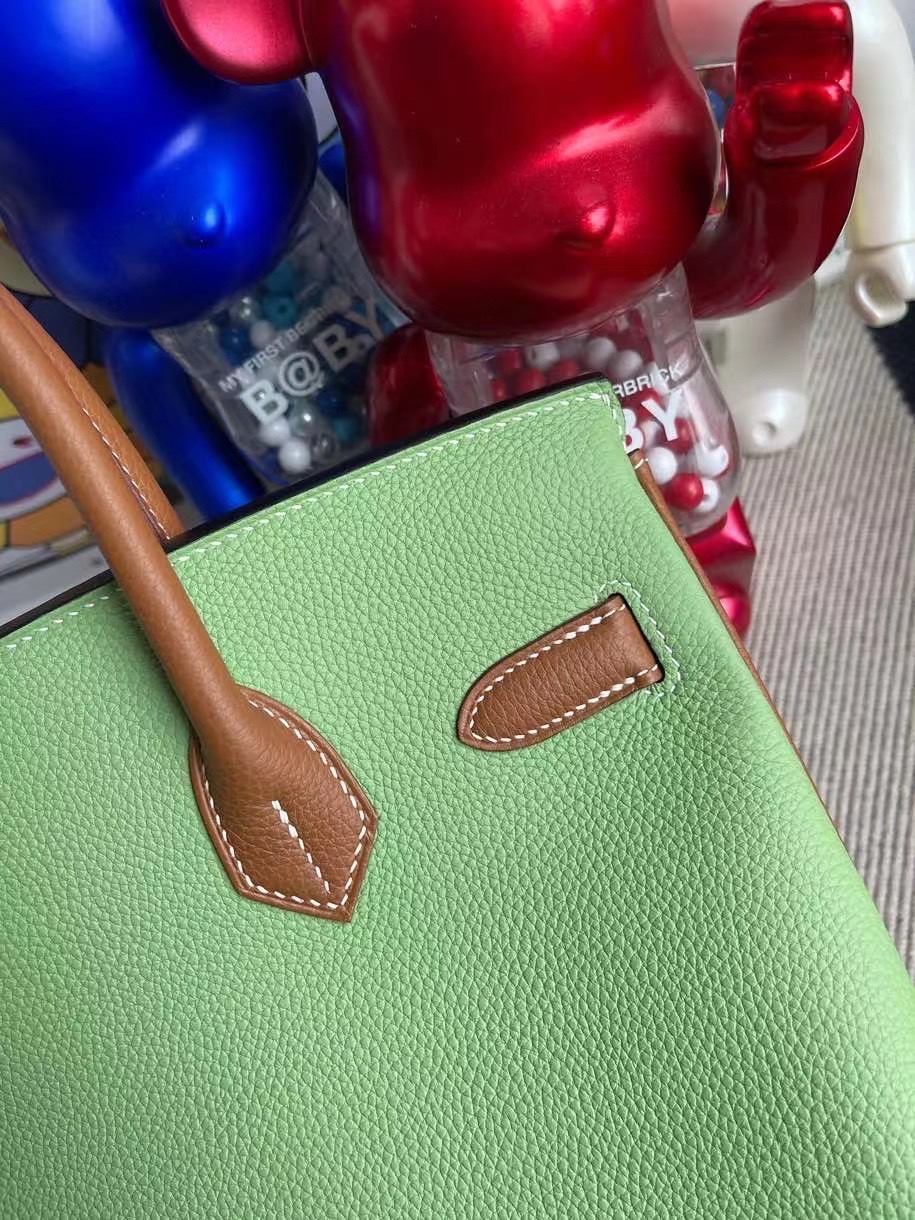 Hermes Birkin 30 HSS Togo 10 Craie 3I Vert Criquet 37 Gold銀扣馬蹄印