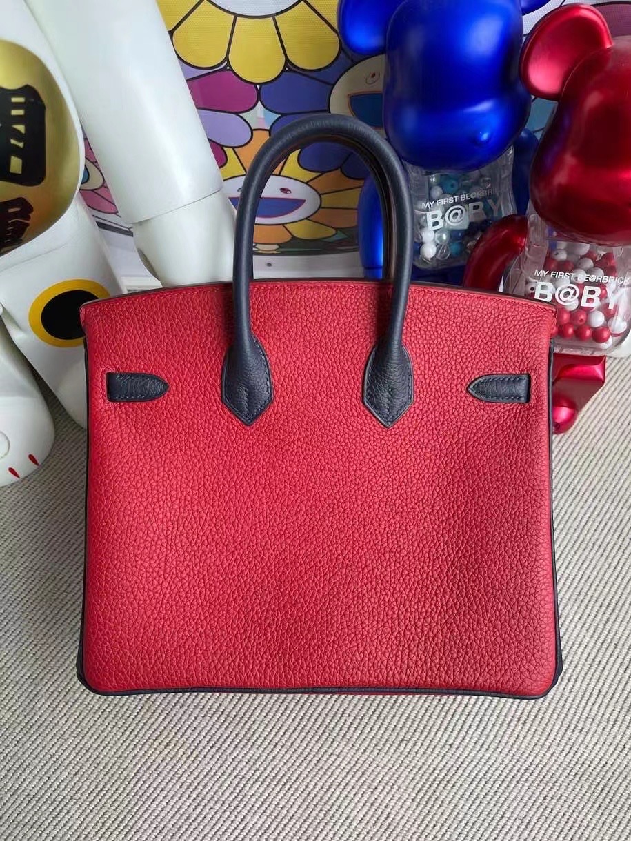 Hermes Birkin 25 Togo Q5 Rouge Cassque/2Z Blue Nuit 金扣 馬蹄銀