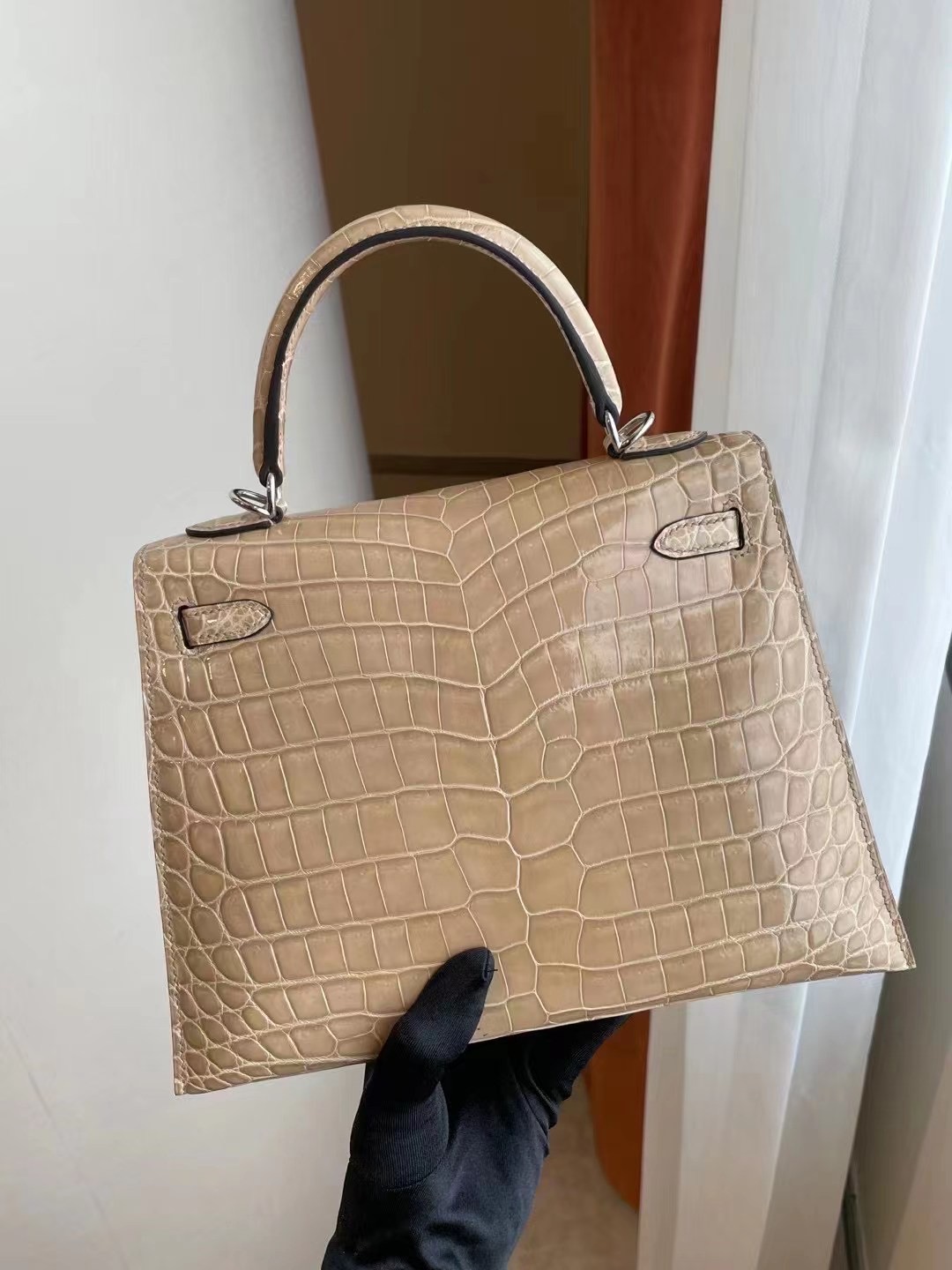 爱马仕kelly包包价格一览表 Hermes Kelly 25cm 鱷魚皮 銀扣