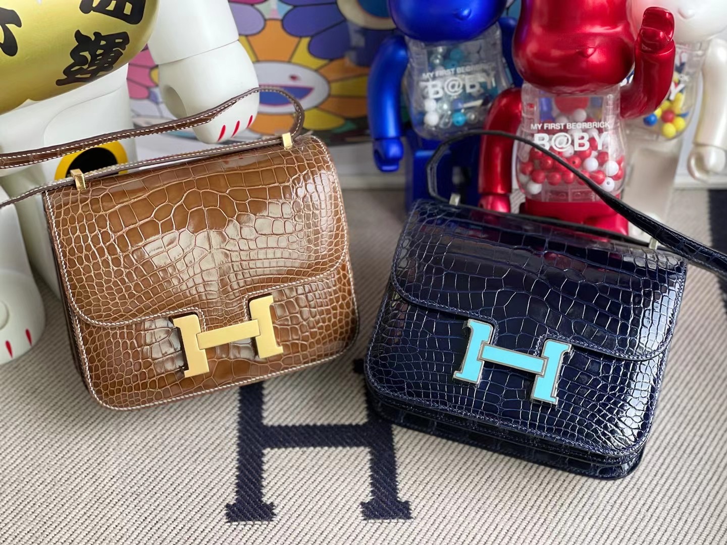 Hermes Constance 19 亮面美洲鱷魚73 Blue Sapphire 寶石藍 配 琺瑯扣