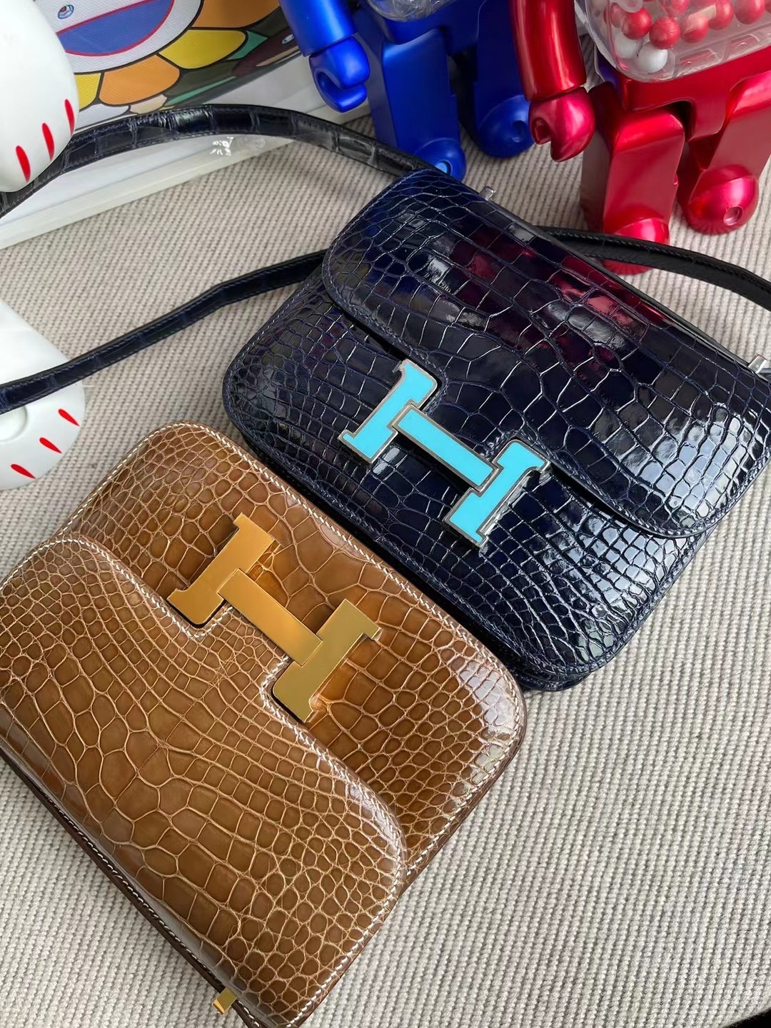 Hermes Constance 19 亮面美洲鱷魚73 Blue Sapphire 寶石藍 配 琺瑯扣