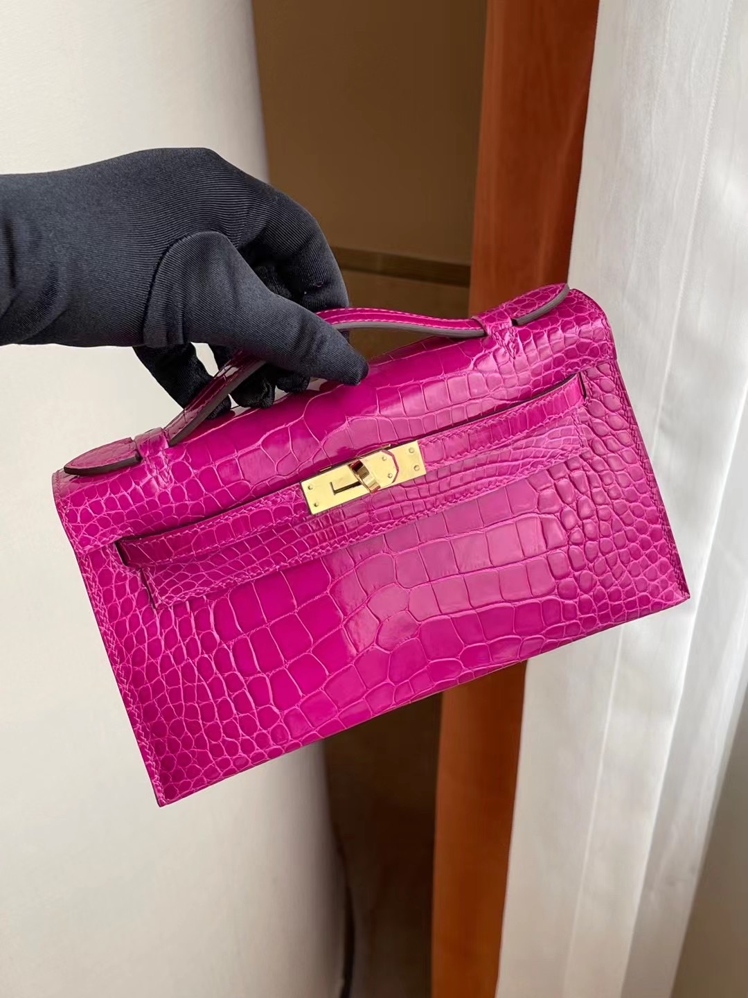 Hermes MiniKelly Pochette J5 Rose Sheheraradez 天方夜譚粉紫美洲鱷魚