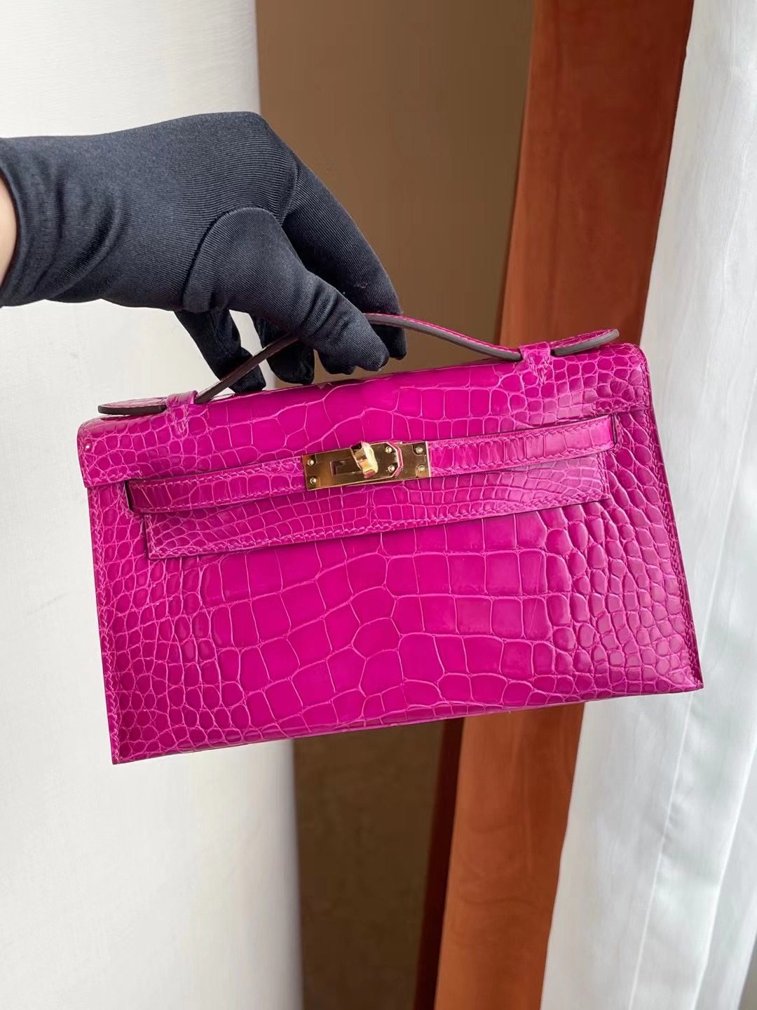 Hermes MiniKelly Pochette J5 Rose Sheheraradez 天方夜譚粉紫美洲鱷魚