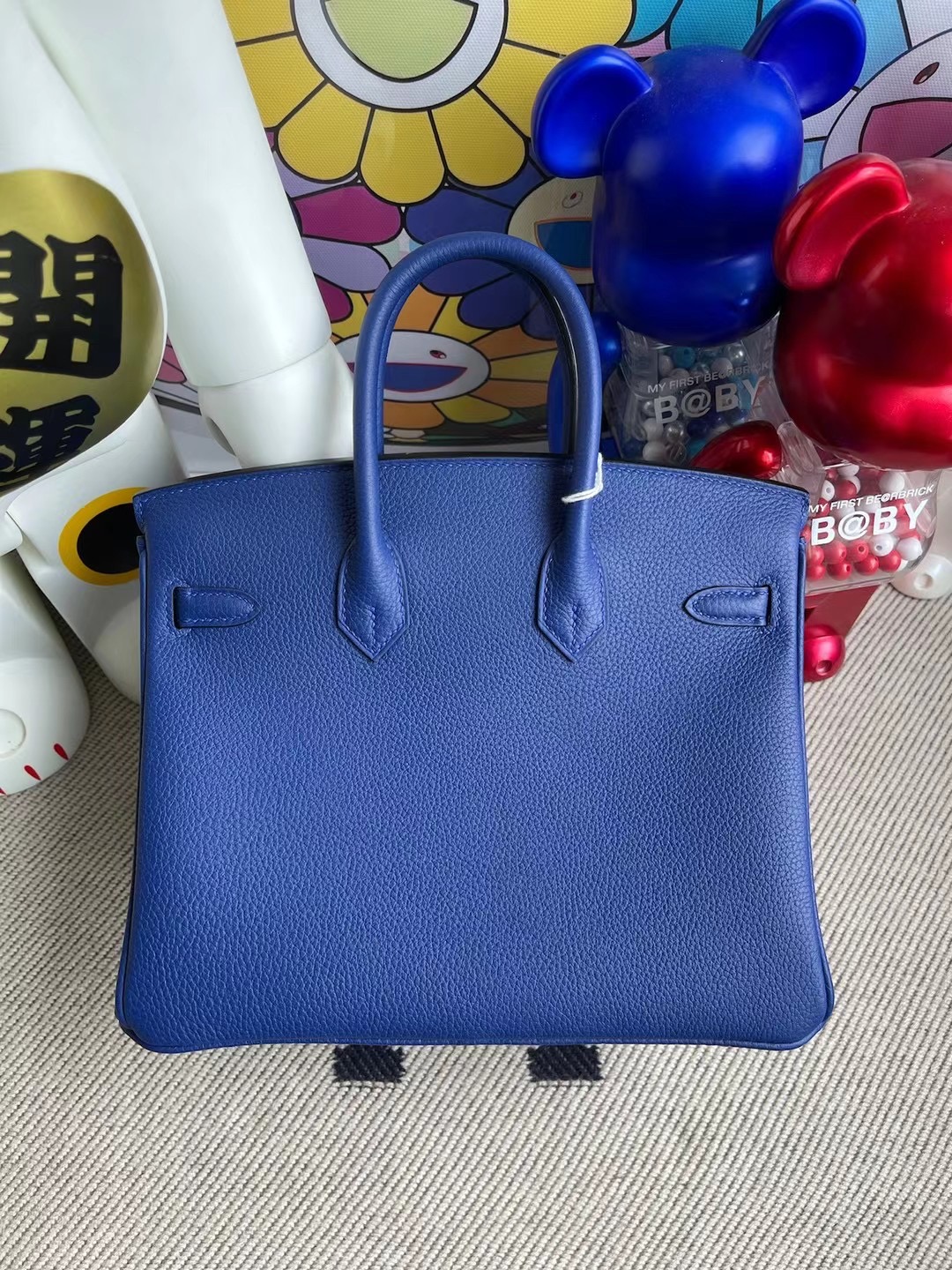 愛馬仕鉑金包包 Hermes Birkin 25 Togo 7T Blue Electric 電光藍內拼93 Orange橙色銀扣