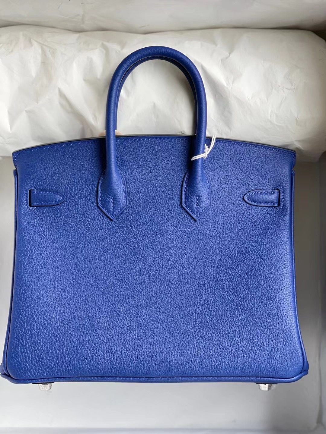 愛馬仕鉑金包包 Hermes Birkin 25 Togo 7T Blue Electric 電光藍內拼93 Orange橙色銀扣