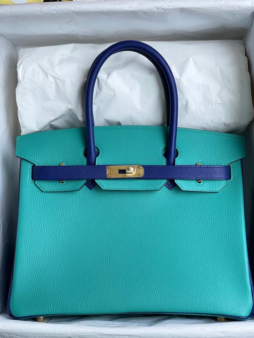 Hermes Birkin 30cm HSS Chevre 山羊皮 7F Blue Paon+7T Blue Electric金扣