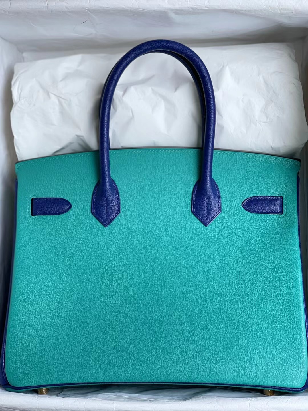 Hermes Birkin 30cm HSS Chevre 山羊皮 7F Blue Paon+7T Blue Electric金扣