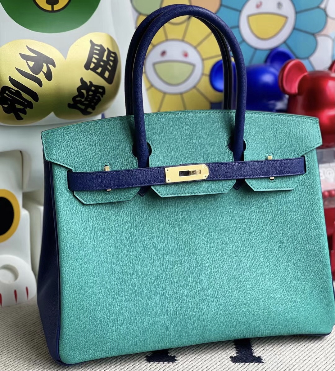 Hermes Birkin 30cm HSS Chevre 山羊皮 7F Blue Paon+7T Blue Electric金扣