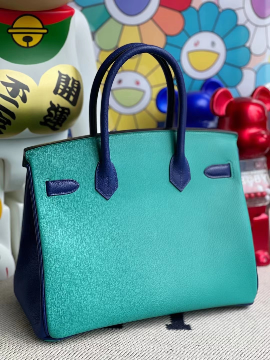 Hermes Birkin 30cm HSS Chevre 山羊皮 7F Blue Paon+7T Blue Electric金扣