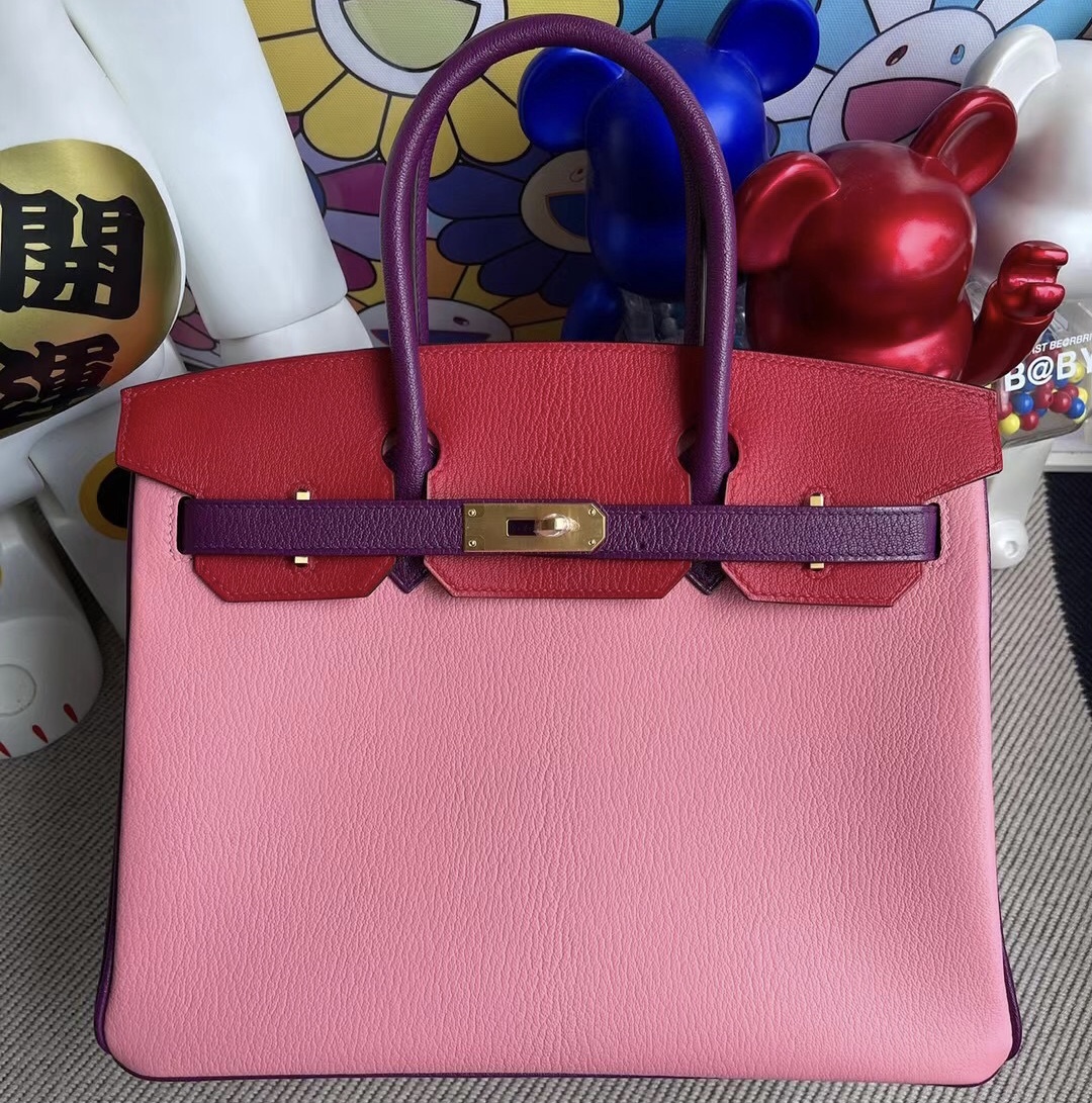 Hermes Birkin 30 HSS Chevre 1Q Rose Confetti Q5 Rouge Cassque P9 Anemone 拉絲金扣