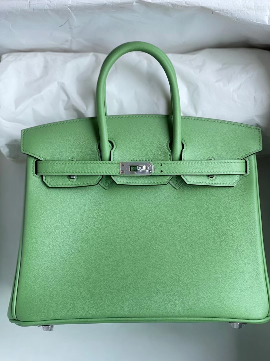 Hermes Birkin 25cm Swift calfskin 3I 牛油果綠 Vert Criquet 蟋蟀綠 銀扣