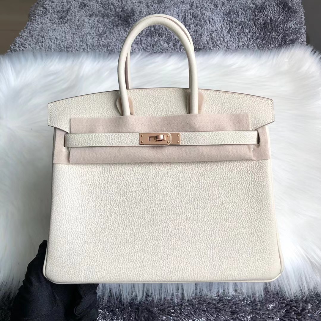 Canada Hermes Birkin 25cm togo CD10 craie 奶昔白 全手工縫製 玫瑰金扣