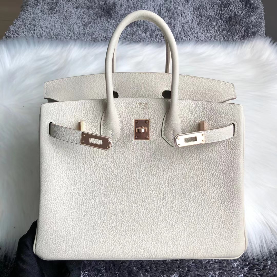 Canada Hermes Birkin 25cm togo CD10 craie 奶昔白 全手工縫製 玫瑰金扣