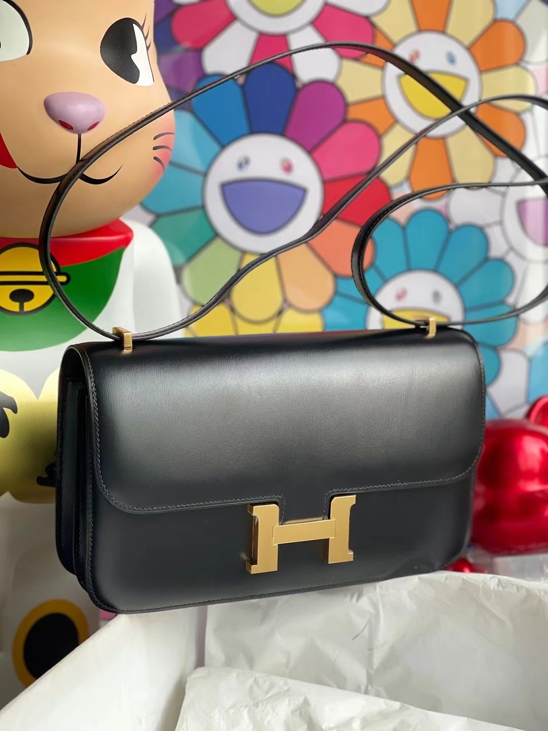 愛馬仕康康包包價格及圖片 Hermes Constance Elan 26 Box CK89 Noir 黑色 金扣