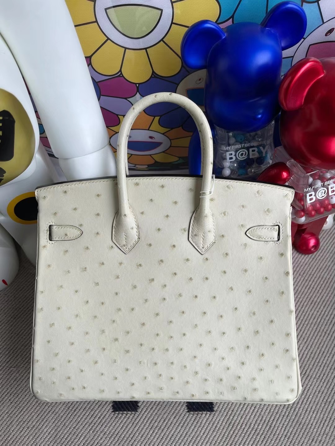 Hermes Birkin 25cm Ostrich 進口原裝南非KK鴕鳥皮 3C 羊毛白 Parchemin 金扣