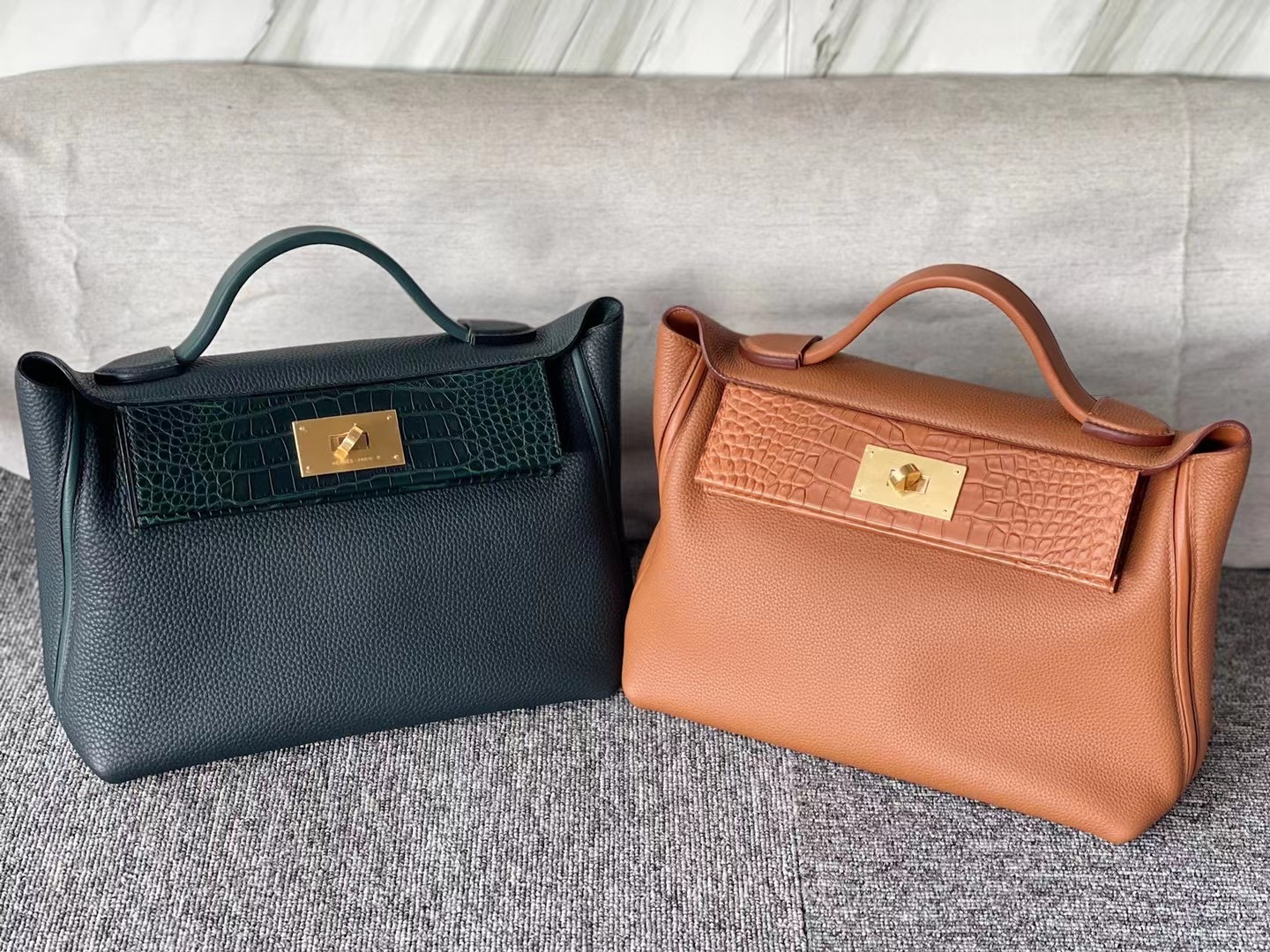 Hermes Kelly 24/24 6O Vert Cypres 松柏綠 Touch Maurice拼霧面美洲鱷魚