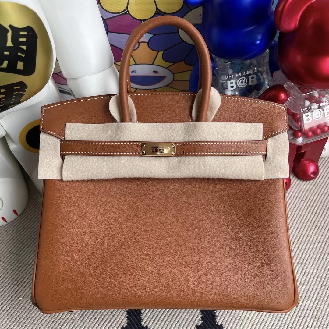 Hermes Birkin 25cm Jonathan Leather 37 Gold 金棕色 金扣