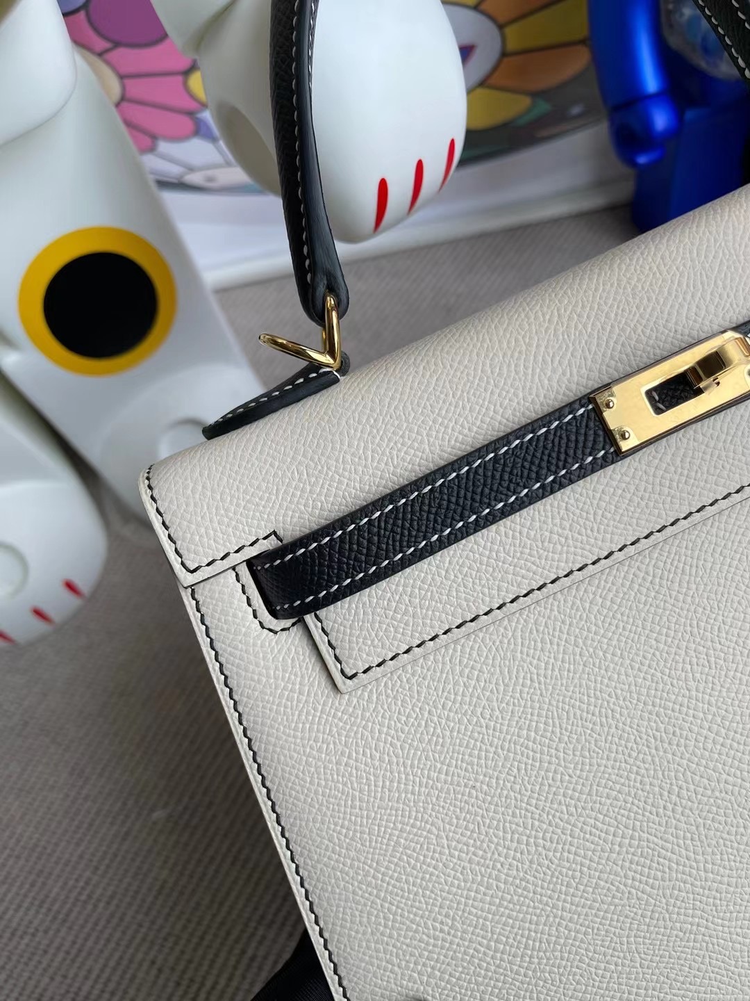 Hermes Kelly 25 Hss Epsom 10 Craie 奶昔白 89 Noir 黑色 金扣