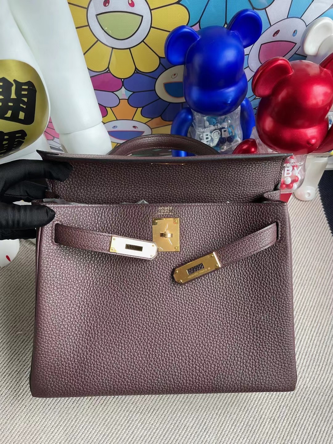 愛馬仕包包 Hermes Kelly 28 Togo CC57 波爾多酒紅 Bordeaux 金扣