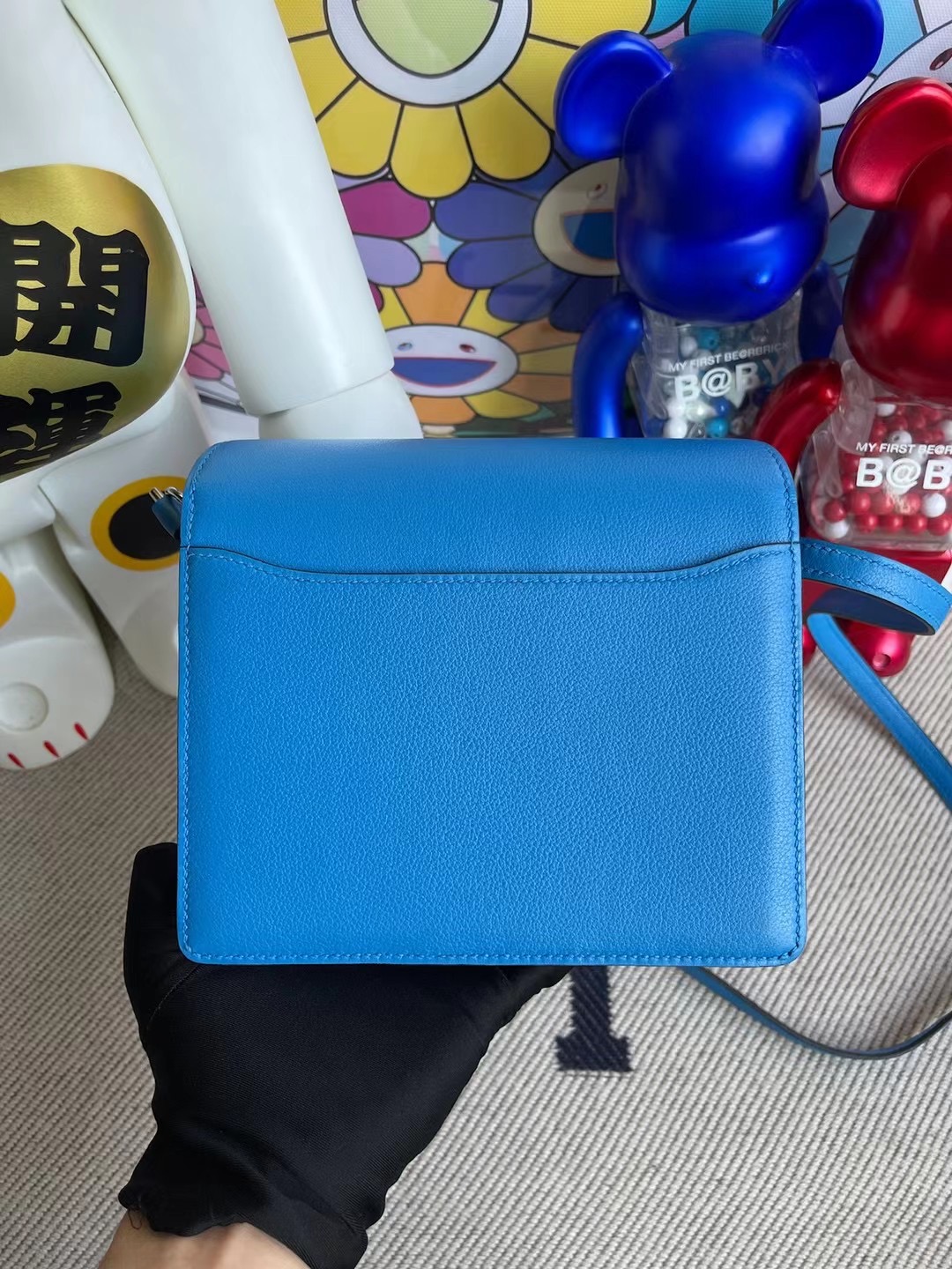 Hermes Roulis Mini 18 Evecolor T7 Bleu Hydra 內拼 S3 Rose de coeur 銀扣